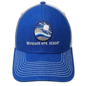 Ouray Brundage Mtn Resort Trucker Hat Blue One Size Embroidered Mesh Snapback